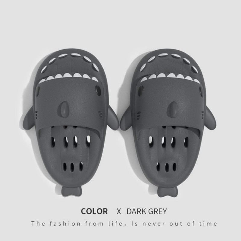 Shark Slippers With Drain Holes Shower Shoes For Women Quick Drying Eva Pool Shark Slides Beach Sandals With Drain Holes - Image 19