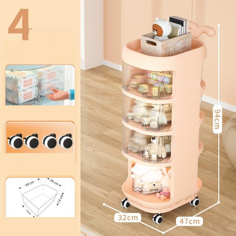 Living Room Multi-layer Snack Cabinet Removable Bookshelf Toy Storage Shelves - Image 4