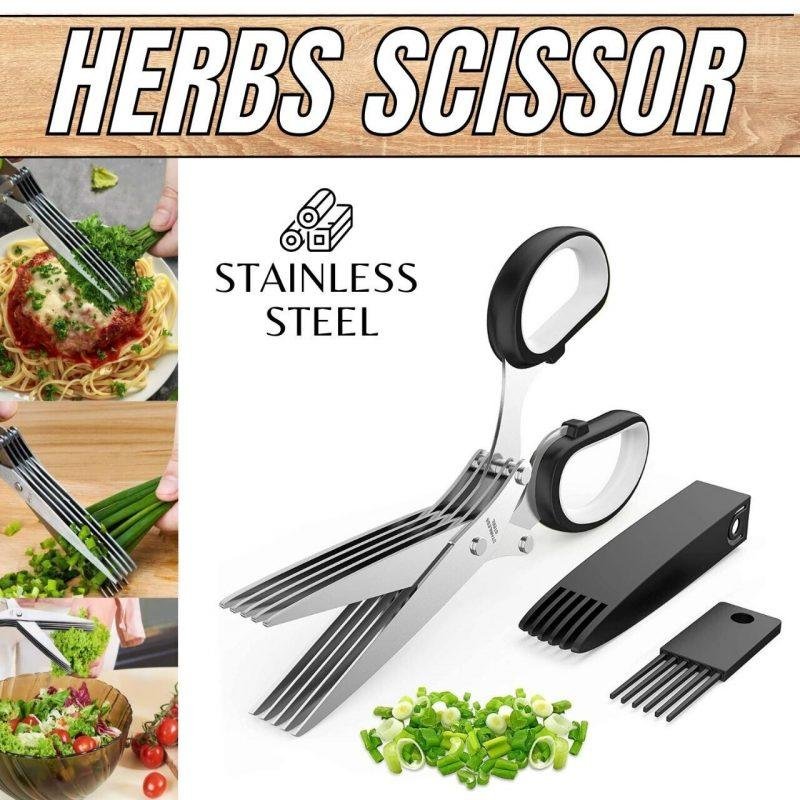 Herb Scissors Set With 5 Blades And Cover - Multipurpose Kitchen Chopping Shear - Image 7