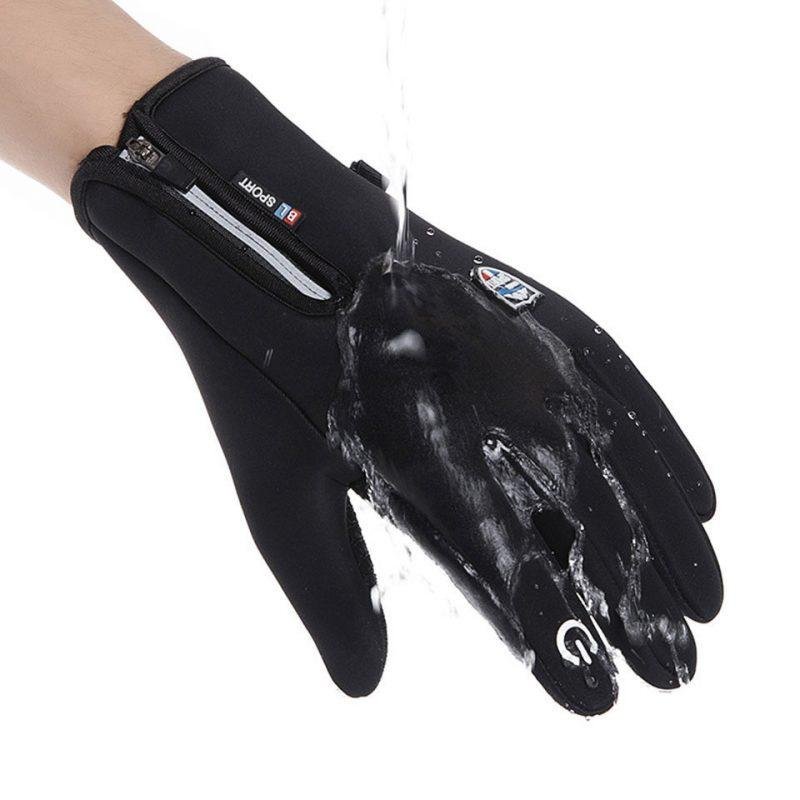 Leather Velvet Gloves Plus Velvet Warm Gloves Touch Screen Non-slip Sports Cycling Gloves - Image 5