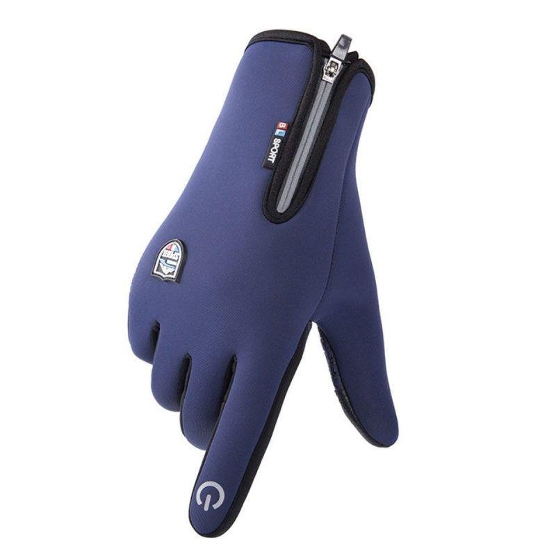 Leather Velvet Gloves Plus Velvet Warm Gloves Touch Screen Non-slip Sports Cycling Gloves - Image 3