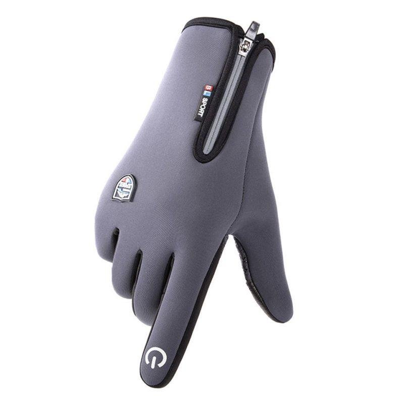 Leather Velvet Gloves Plus Velvet Warm Gloves Touch Screen Non-slip Sports Cycling Gloves - Image 2