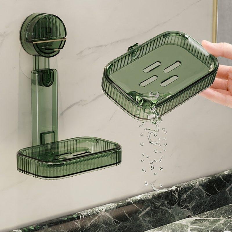 Light Luxury Soap Box Suction Cup Wall Mounted Non Perforated Drainage Shelf - Image 3