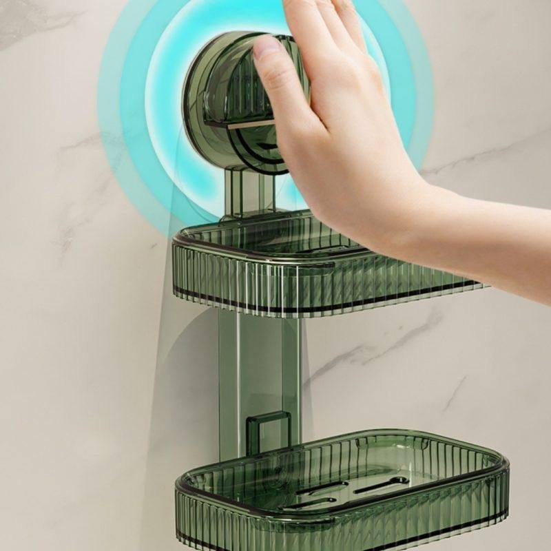 Light Luxury Soap Box Suction Cup Wall Mounted Non Perforated Drainage Shelf - Image 2