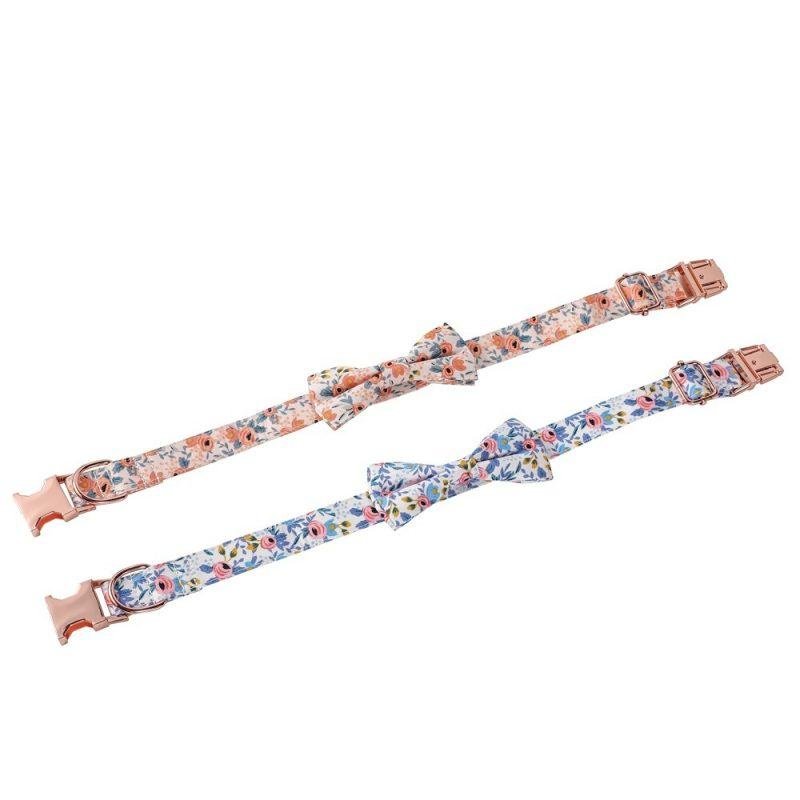 Cotton Floral Rose Gold Buckle Dog Collar - Image 2