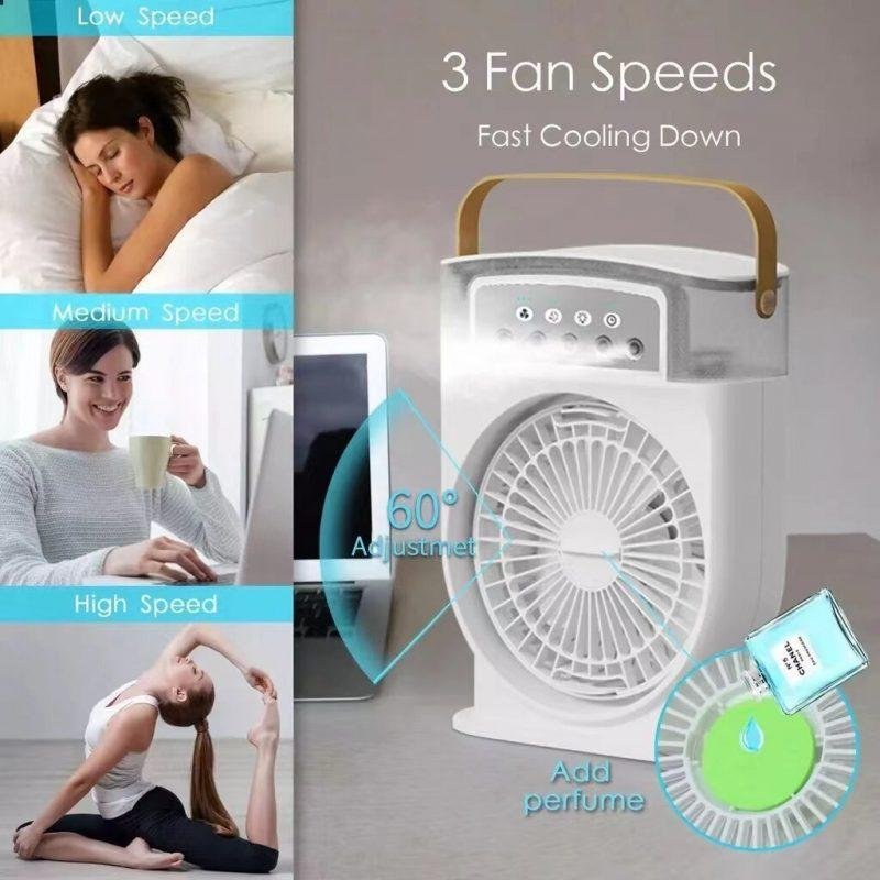 Portable USB Air Conditioner Cooling Fan With 5 Sprays 7 Color Light 600ML Water Tank Spray Mist Air Cooler Humidifiers - Image 7