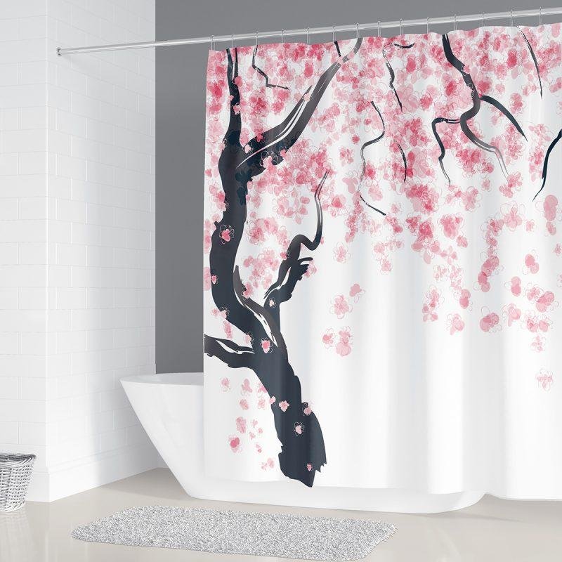 Peach Blossom Series Digital Printing Waterproof Shower Curtain