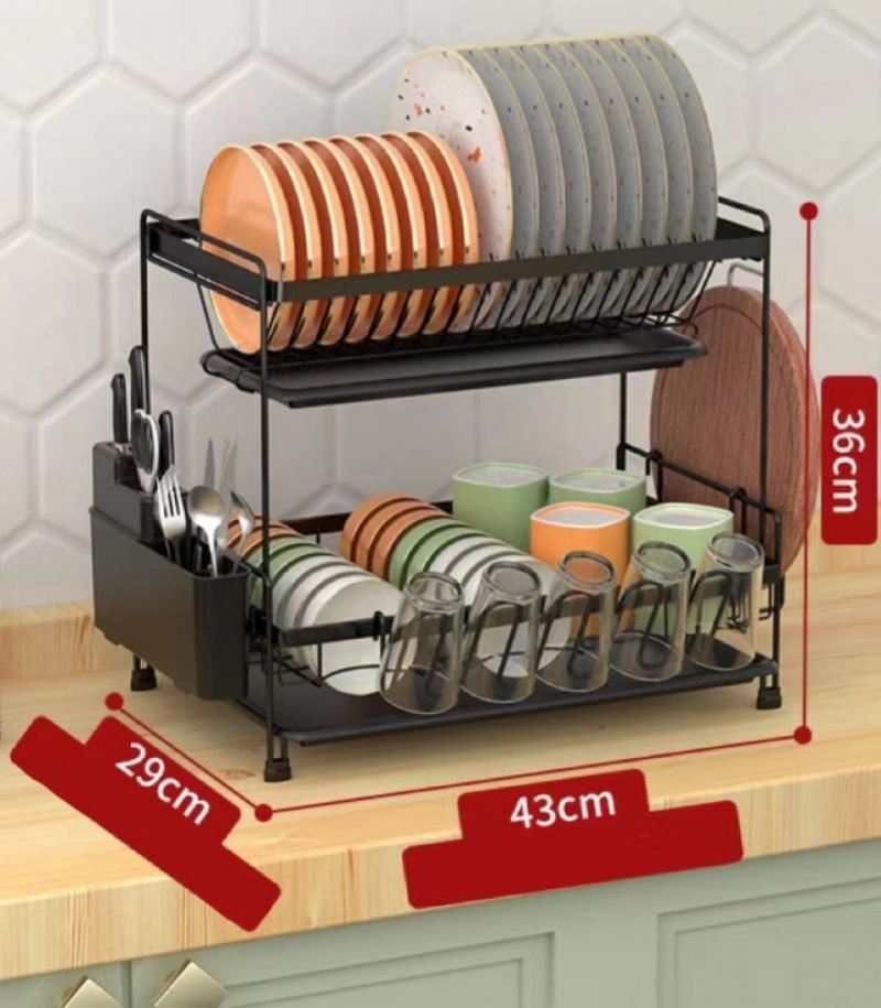 Double - Layer Multi - Functional Dish Rack Drain Basket For Storage And Arrangement - Image 2