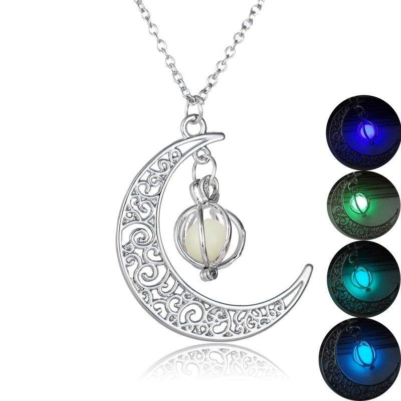 Fashion Moon Natural Glowing Stone Healing Necklace Women Gift Charm Luminous Pendant Necklace Jewelry - Image 2