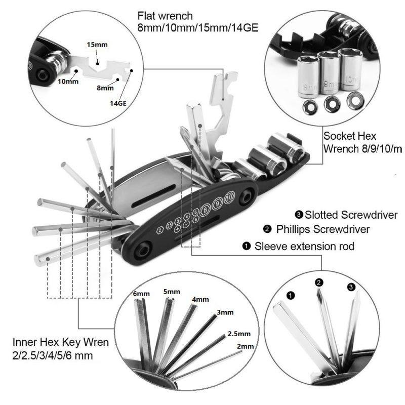 Mountain Cycle Portable Socket Multipurpose Wrench Bicycle Multi Tool Screwdriver - Image 6