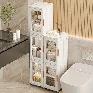 Toilet Floor-to-ceiling Folding Storage Cabinet Bathroom Waterproof Locker