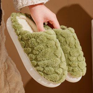 Soft Plush Slippers Women Men Cozy Fluffy Fleece House Shoes Winter Warm Slip On Floor Bedroom Slippers